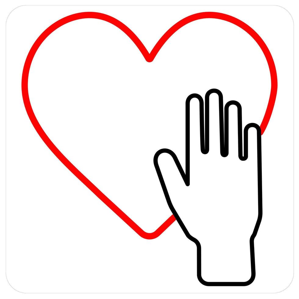 Donate and Helping icon concept in red line color vector
