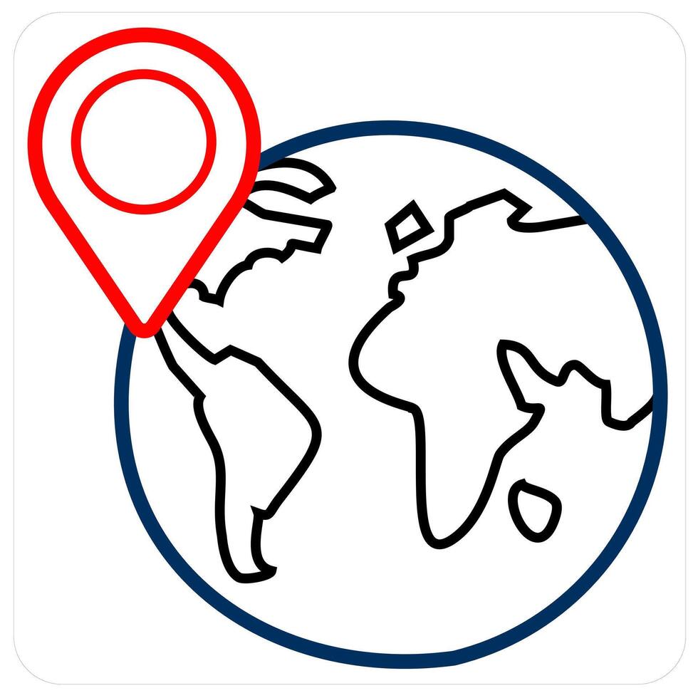 Global Location and Global access icon concept in red line color vector
