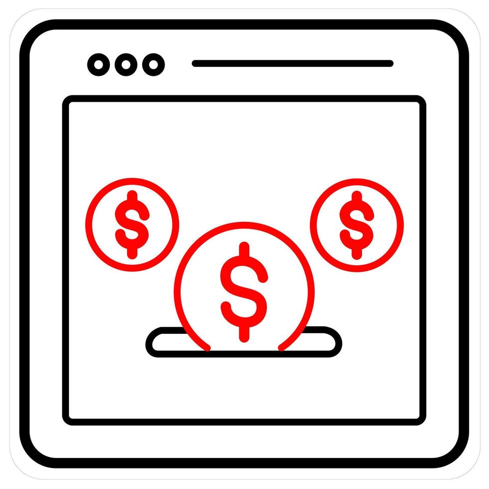 Payment Page and Payement icon concept in red line color vector