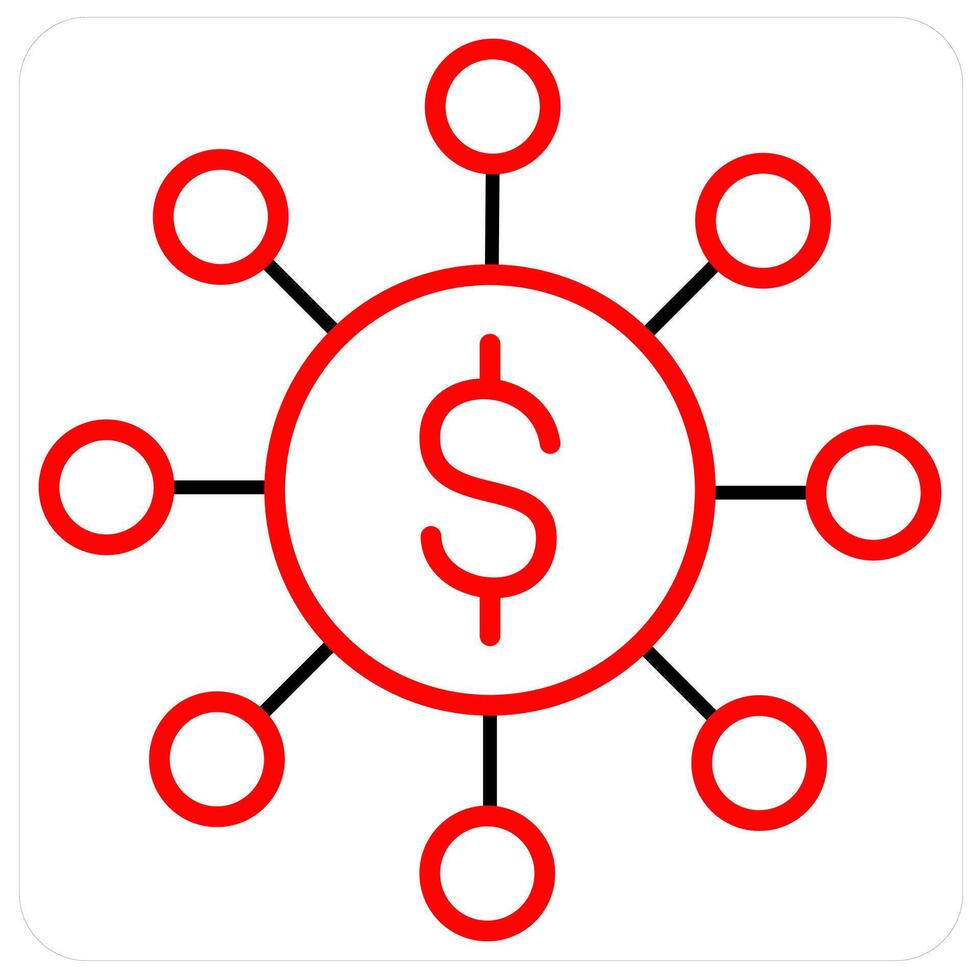 Fundraising network and Funds icon concept in red line color vector