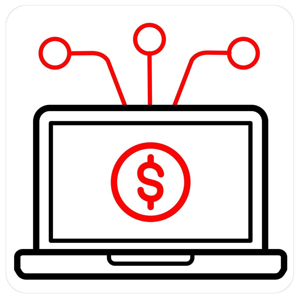 Money Transaction and finance icon concept in red line color vector