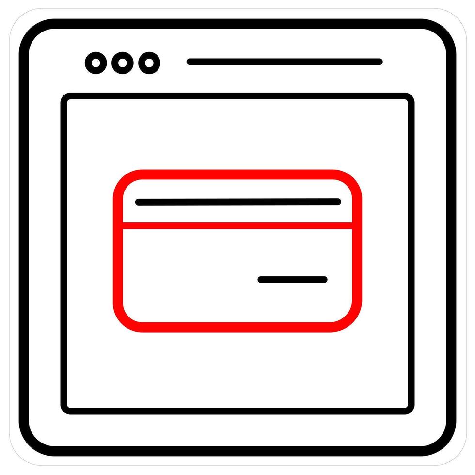 Payment Page and Digital icon concept in red line color vector