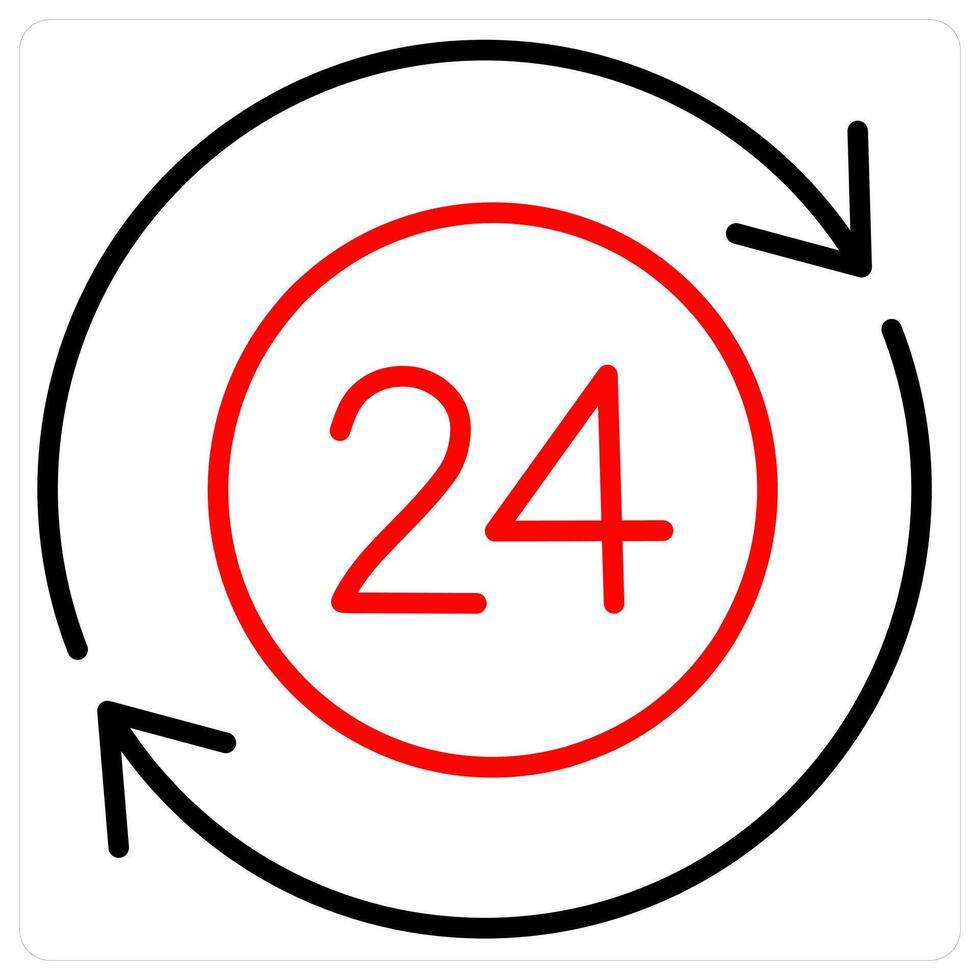 24 Call Service Icon Concept in red line color vector