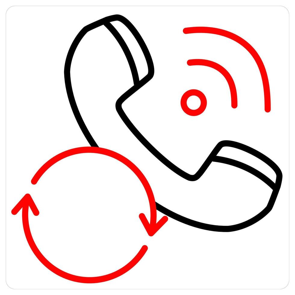 Calling Status And Service Icon Concept in red line color vector