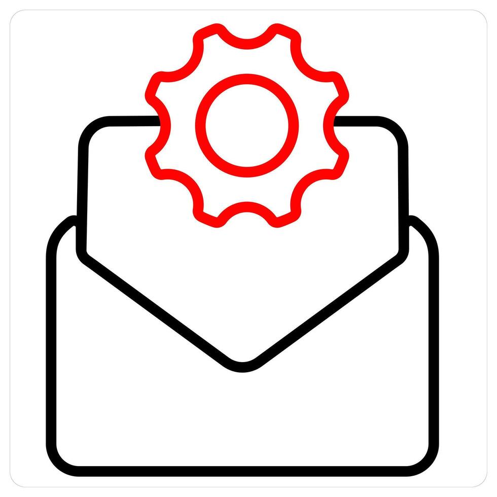 Mail Support And Service Icon in red line color vector