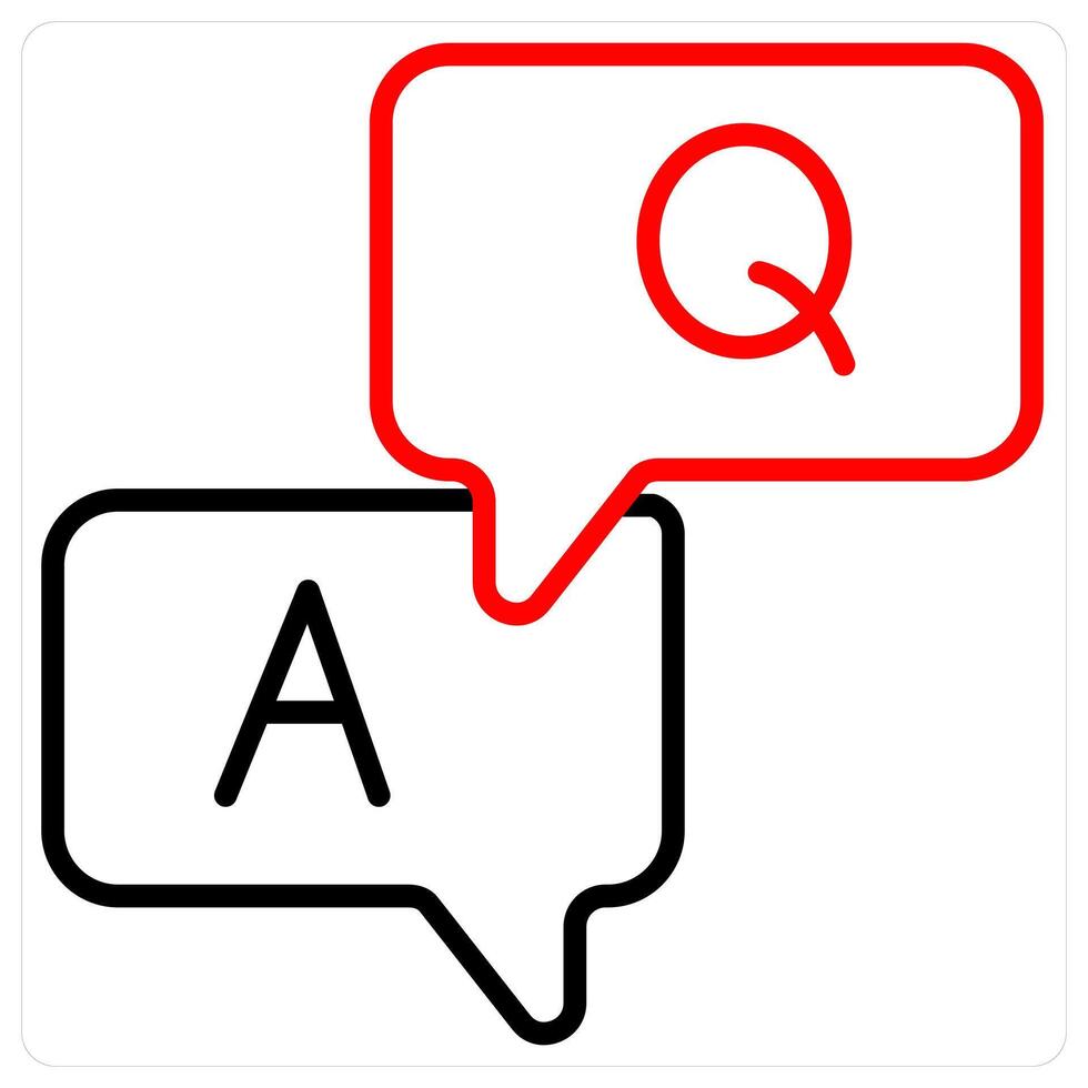 Question Answer And Query Icon Concept in red line color vector