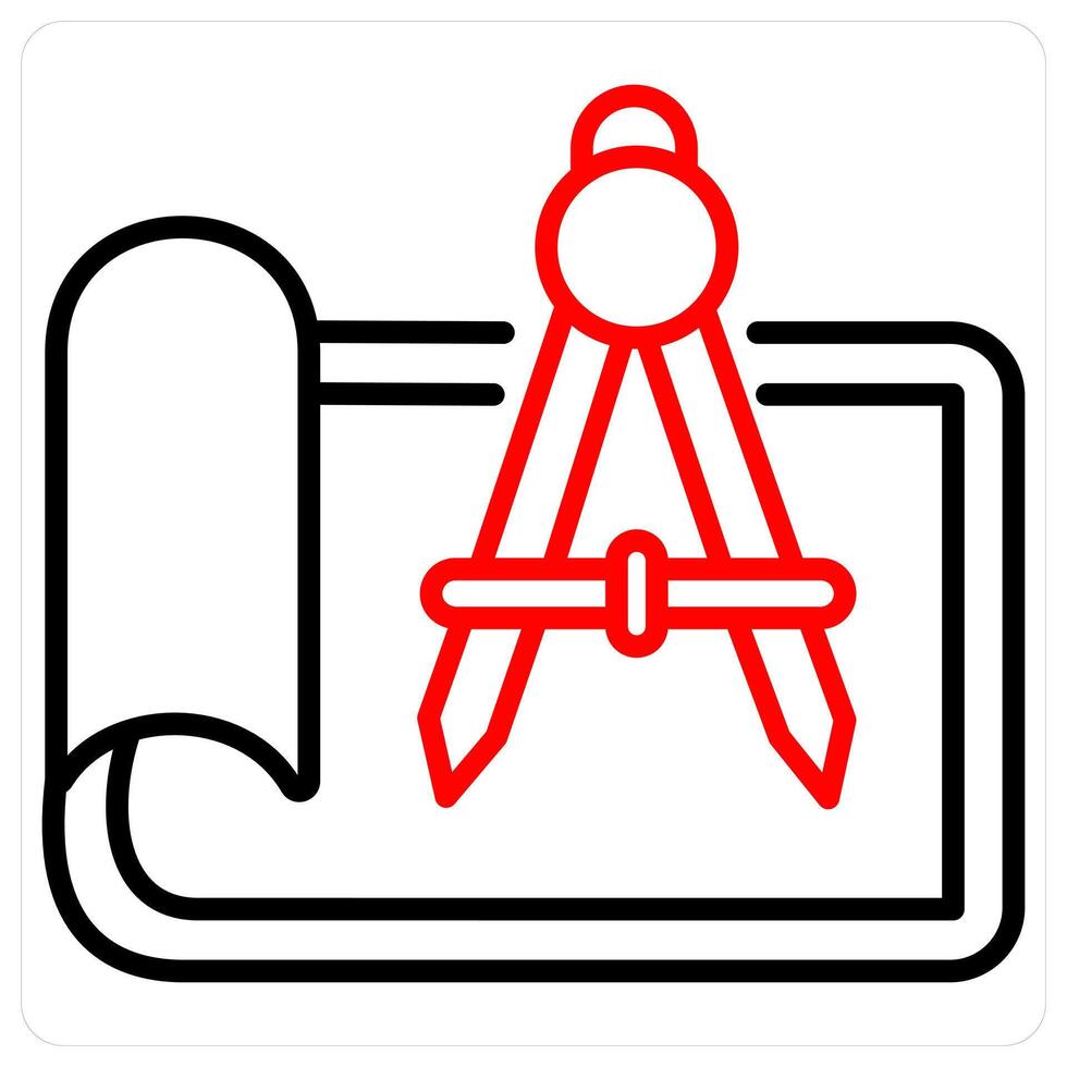 Draw and drawing in red line color vector