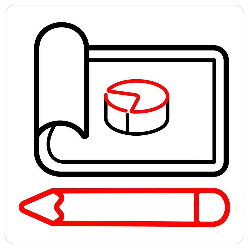 Design and Designing icon concept in red line color vector