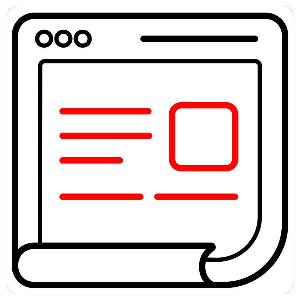 Webpage detail and feedback icon concept in red line color vector