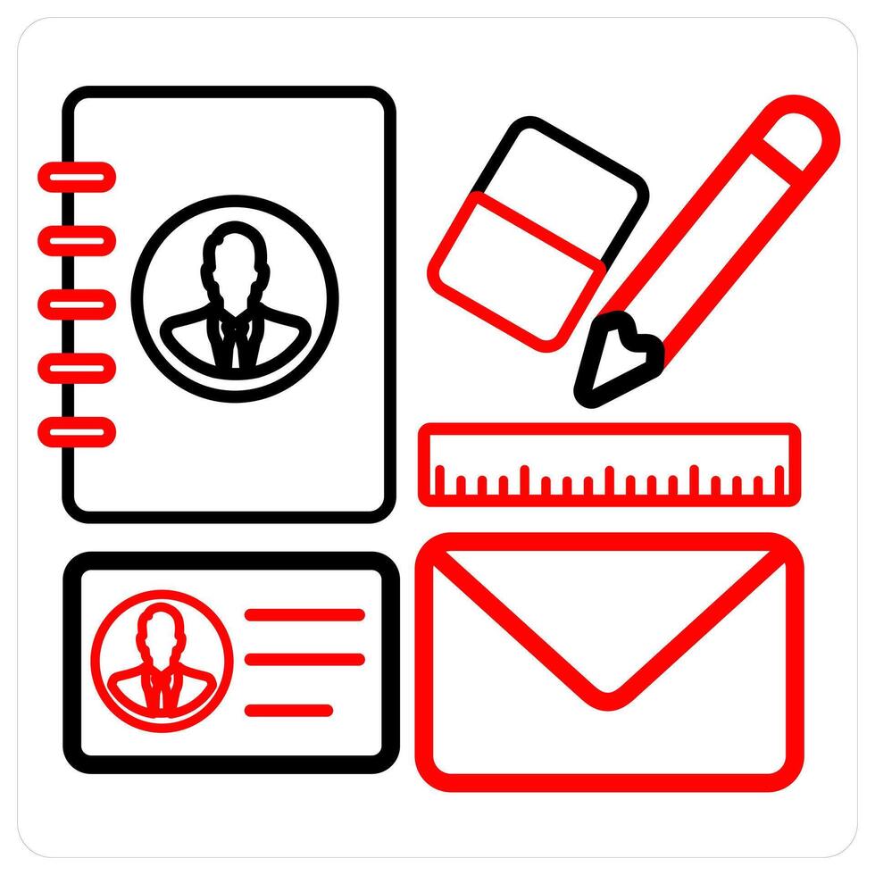 Design kit and designing icon concept in red line color vector