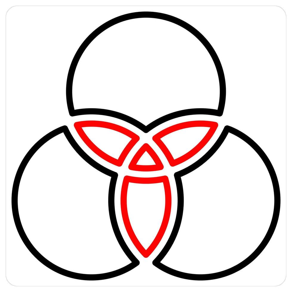 Circles and intersection icon concept in red line color vector
