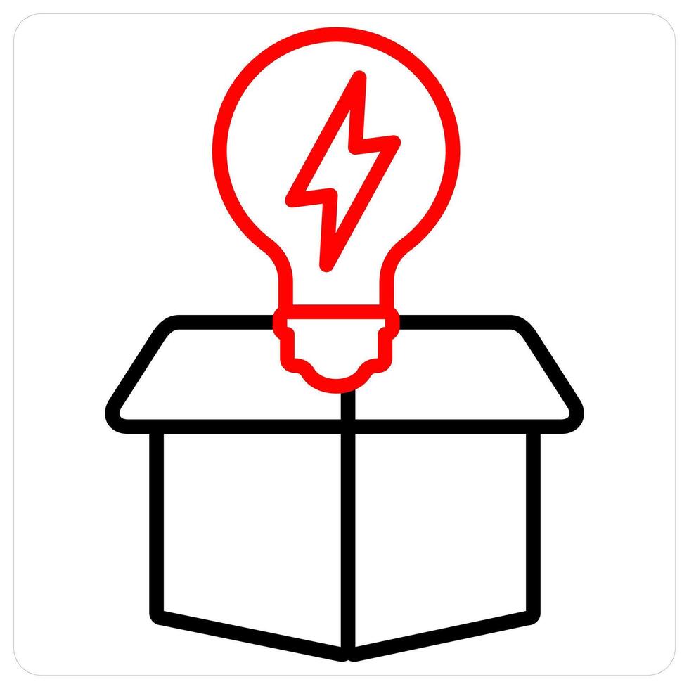 Box and innovation icon concept in red line color vector