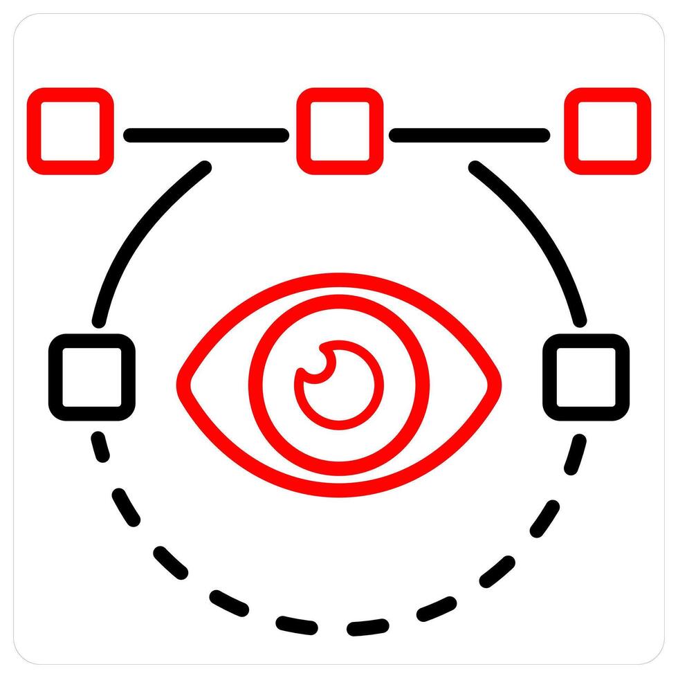 Vision and eye icon concept in red line color vector