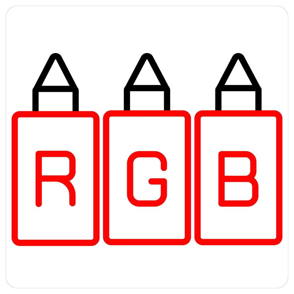 RGB and color icon concept in red line color vector