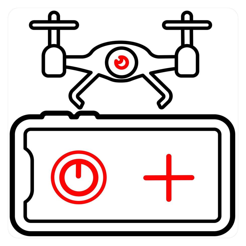Medical aid drone icon concept in red line color vector