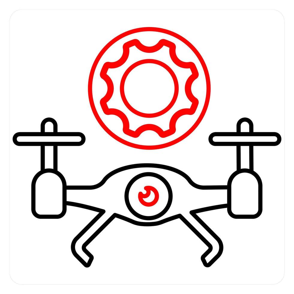 Drone maintenance icon concept in red line color vector