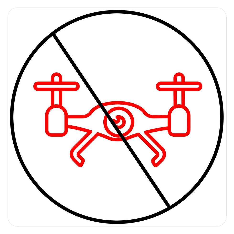 Drone prohibited icon concept in red line color vector