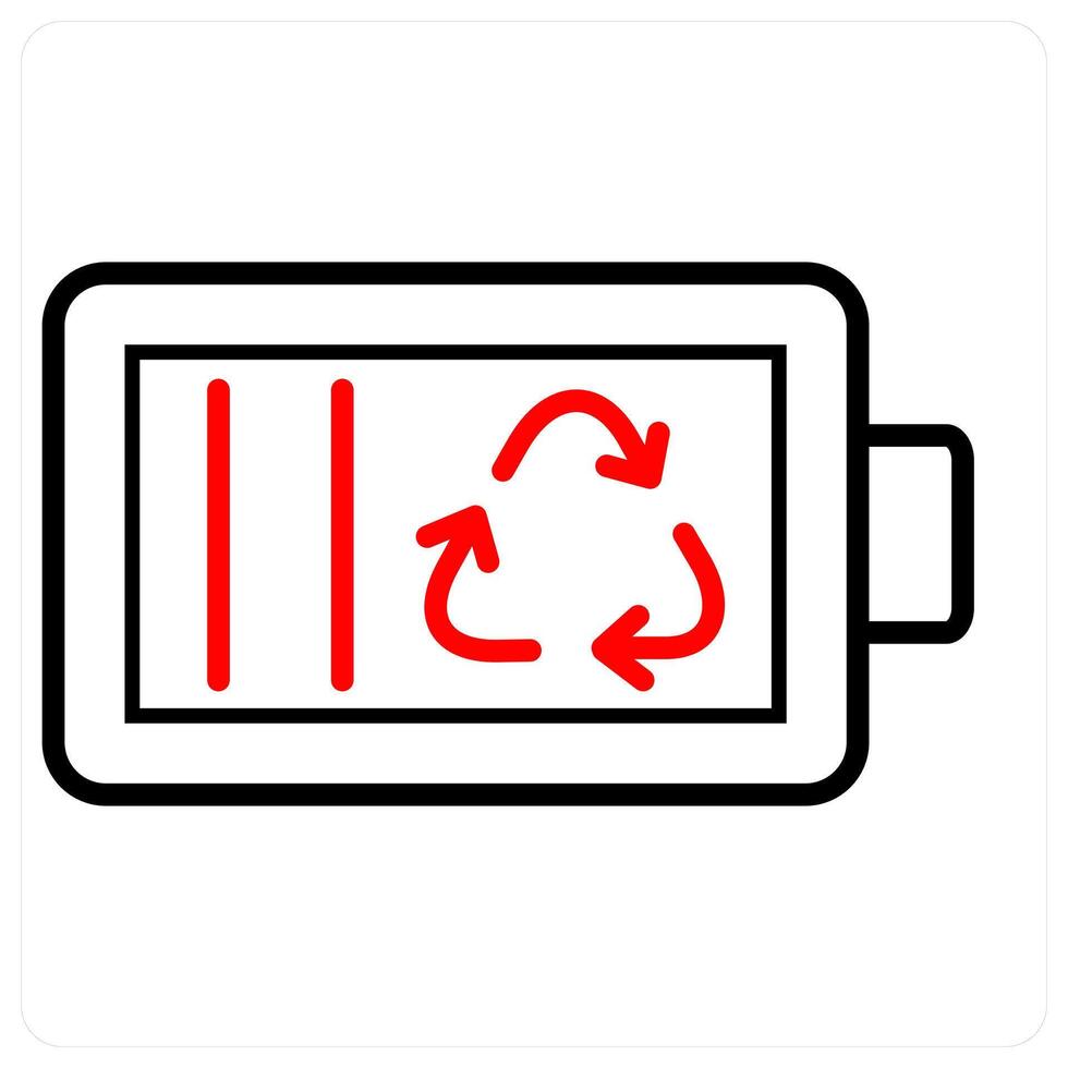 Battery and ecology icon concept in red line color vector
