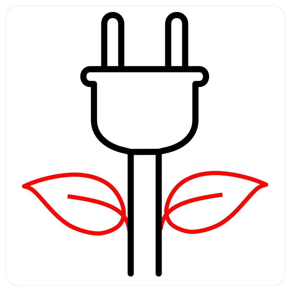 Eco Power and energy icon concept in red line color vector