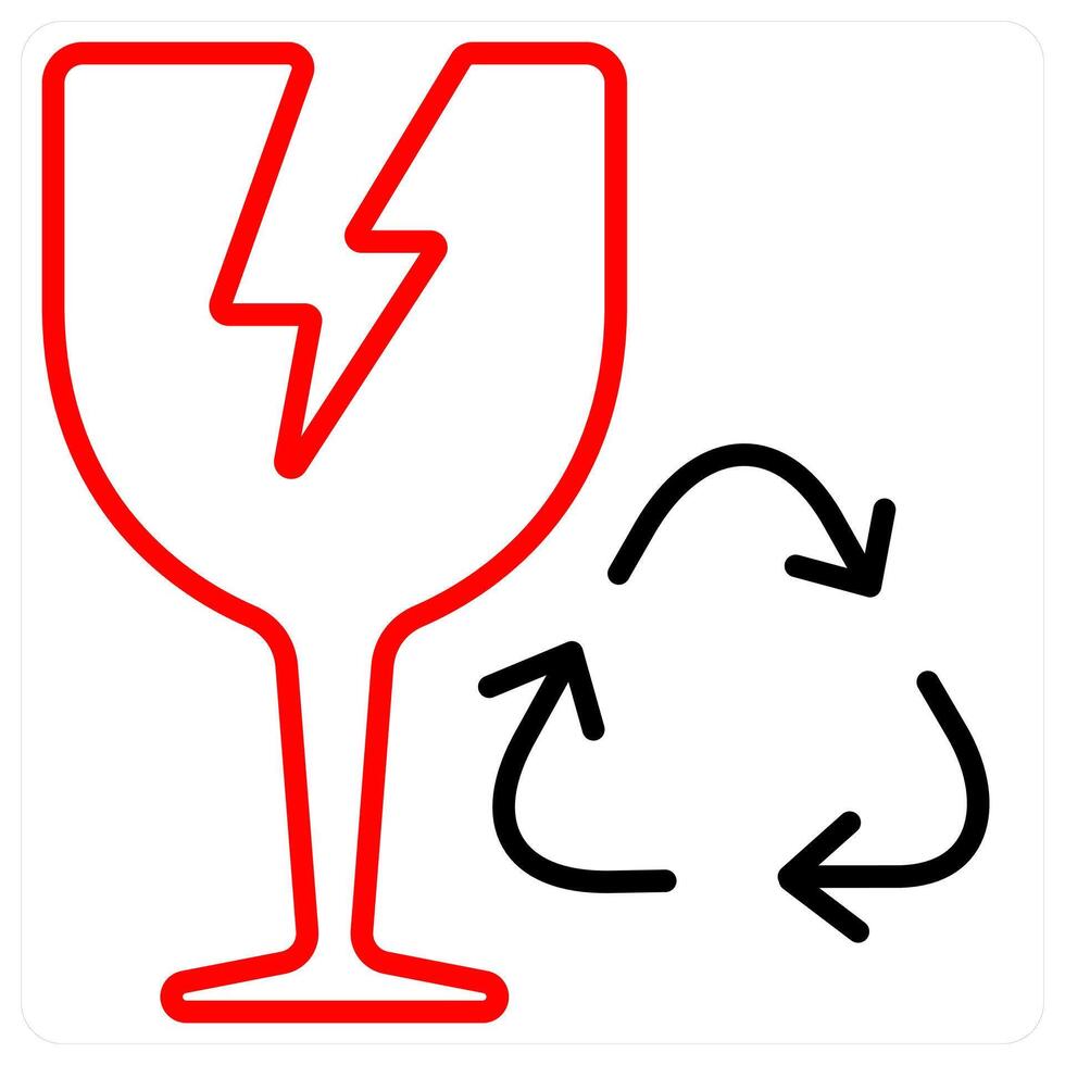 Garbage Glass and environment icon concept in red line color vector