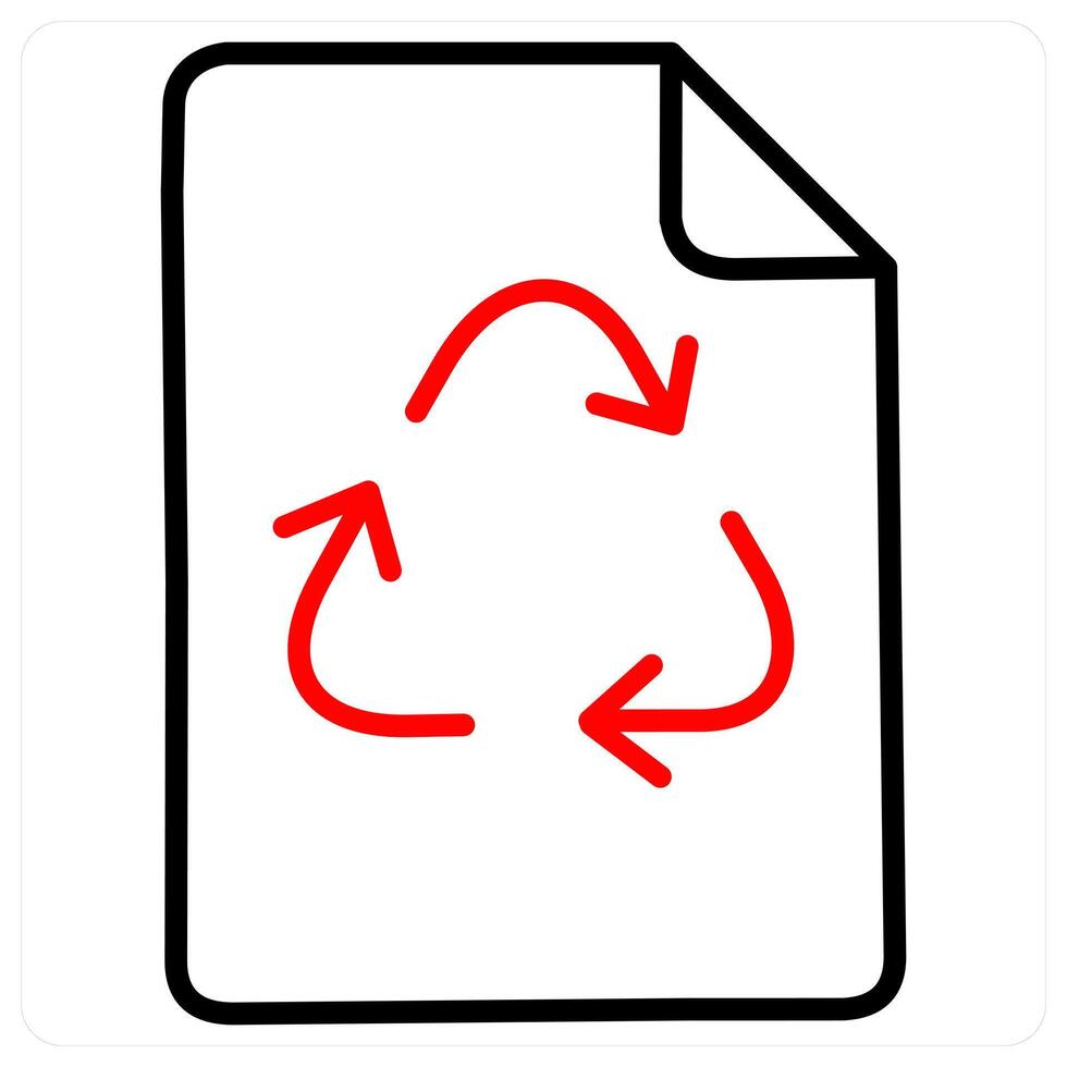 Recycled Paper and document icon concept in red line color vector