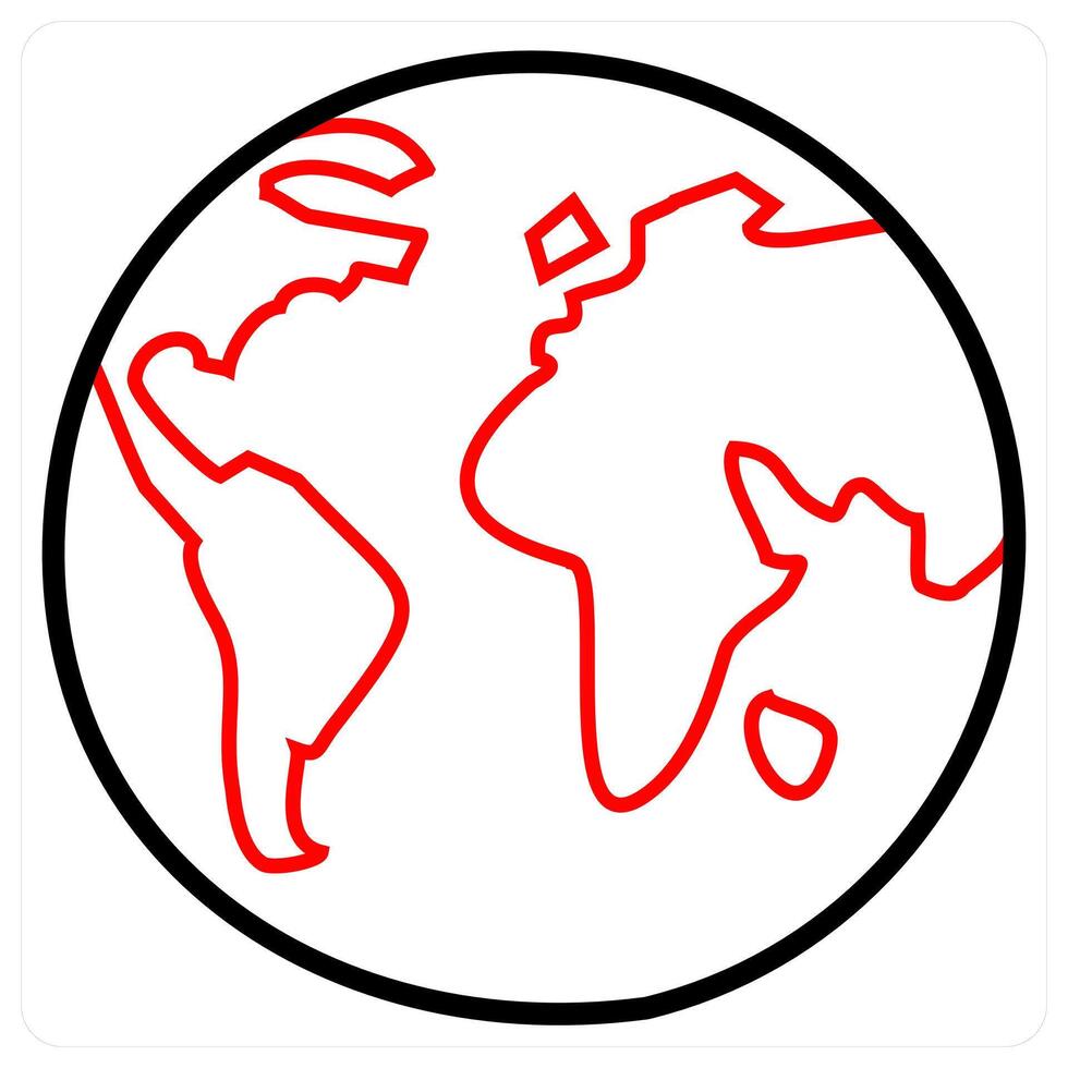 Earth and environment icon concept in red line color vector
