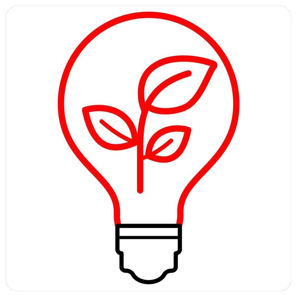 Eco Bulb and light icon concept in red line color vector