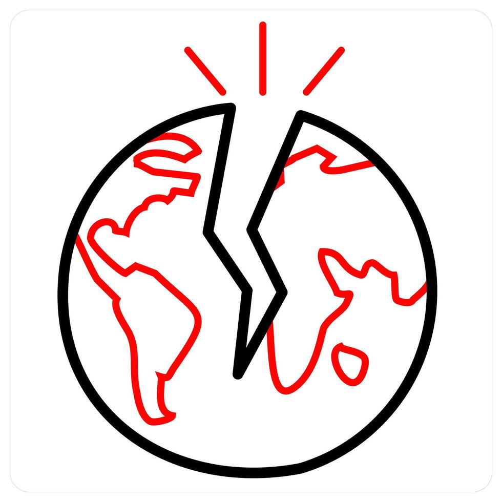 Earthquake and damage icon concept in red line color vector