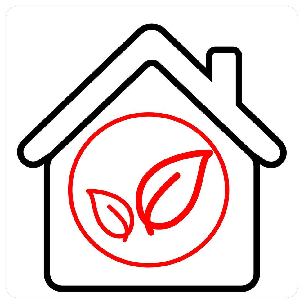 Eco House and ecology concept in red line color vector