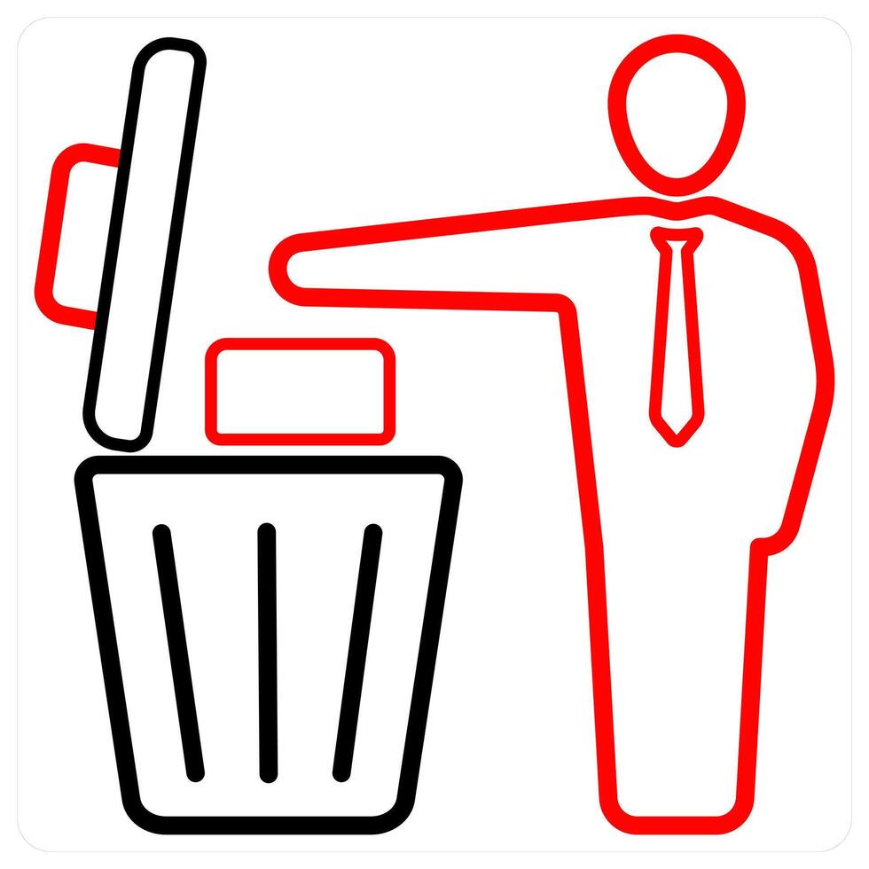 Use Bin and recycle icon concept in red line color vector