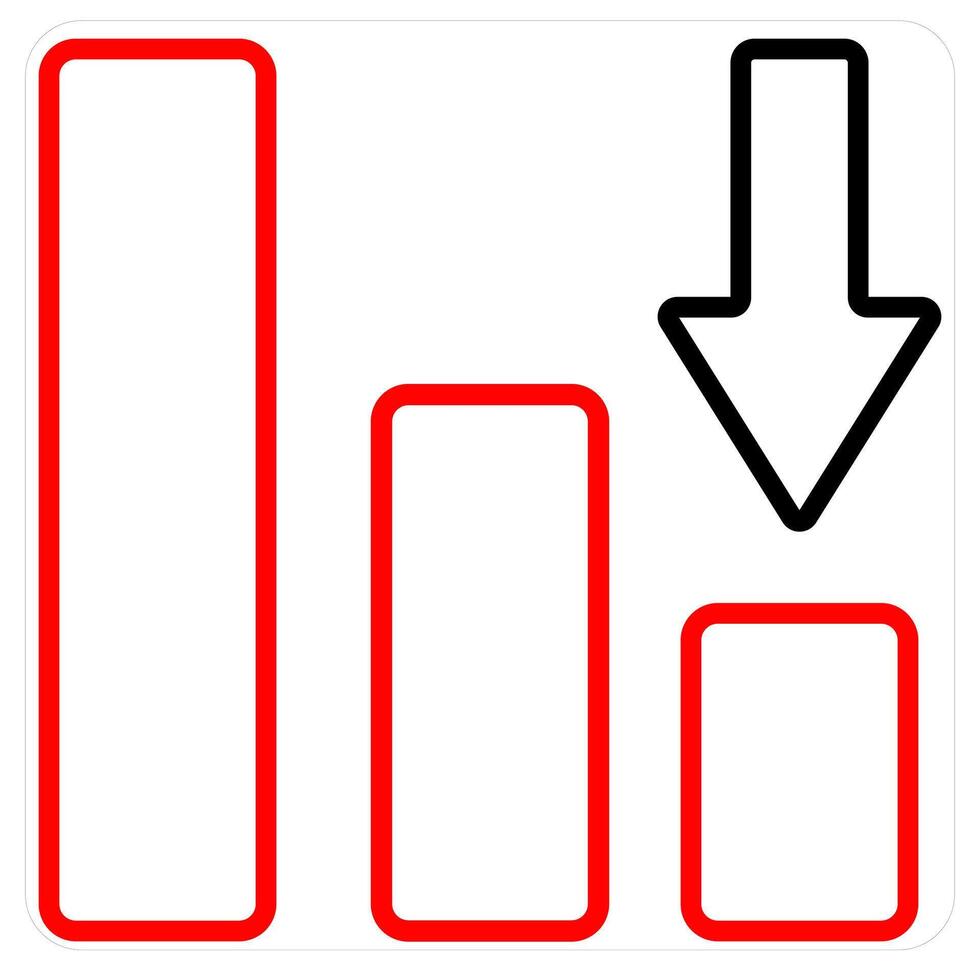 Loss and bars icon concept in red line color vector