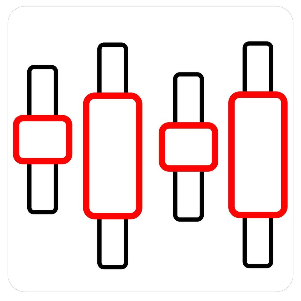 Intervals and diagram icon concept in red line color vector