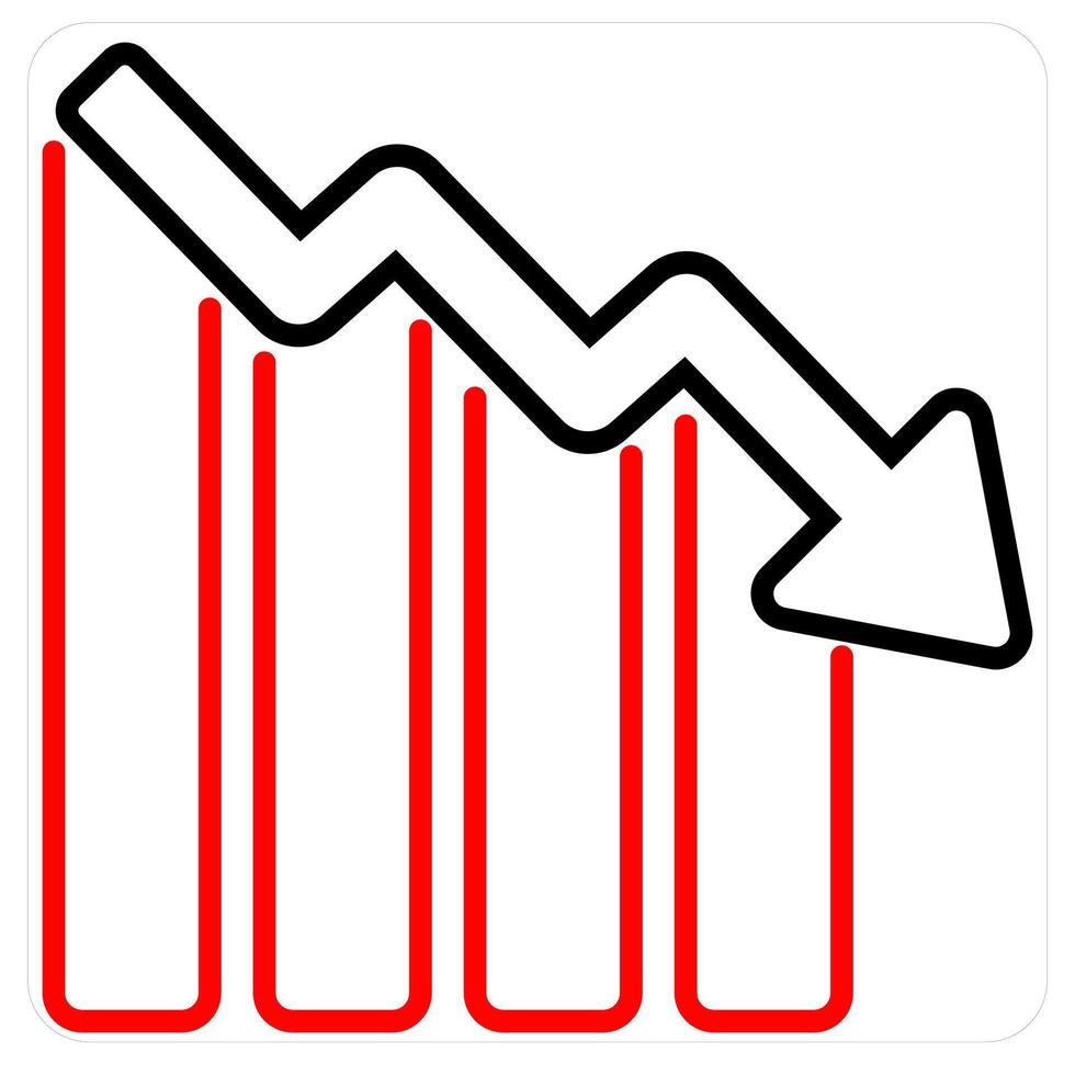 Business Loss and diagram icon concept in red line color vector