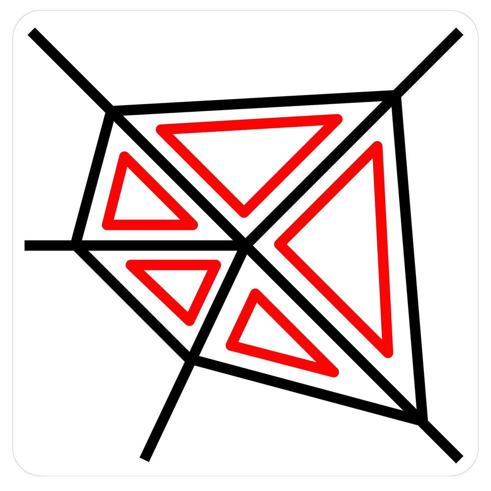 Pentagon and Diagram icon concept in red line color vector
