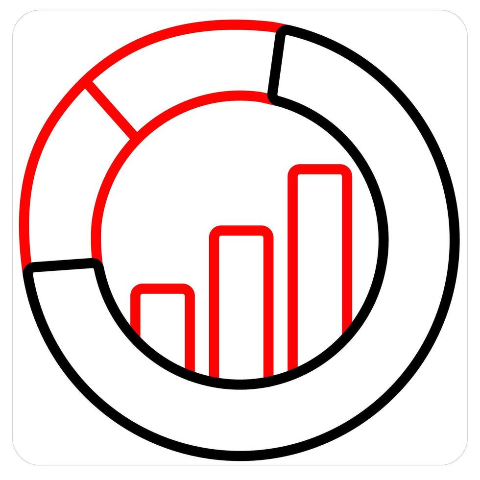 Bar and Graph icon concept in red line color vector