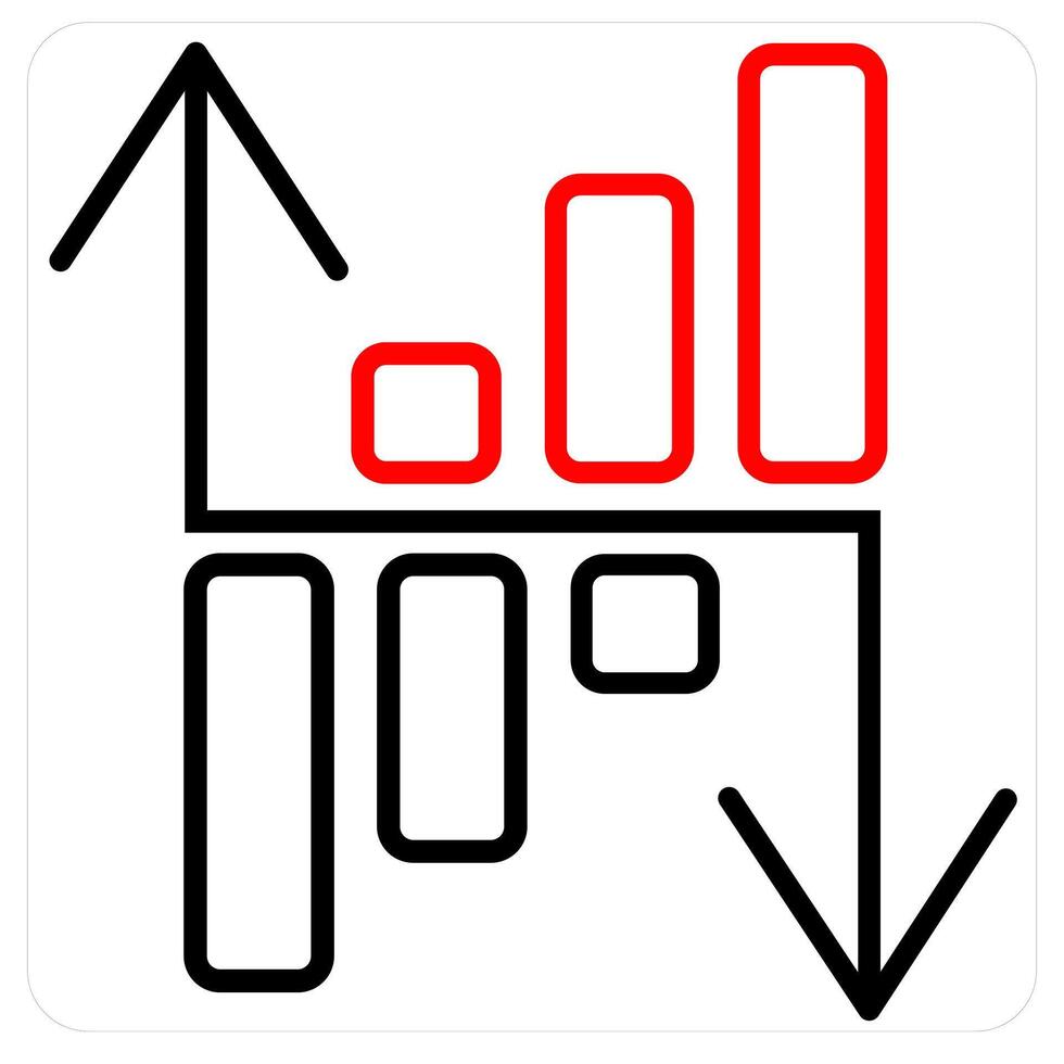 Profit Analysis and diagram icon concept in red line color vector
