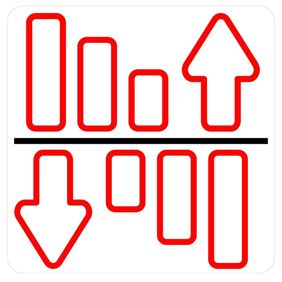 Expenses and Bar chart icon concept in red line color vector