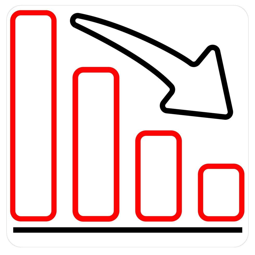 Investment Loss and diagram icon concept in red line color vector