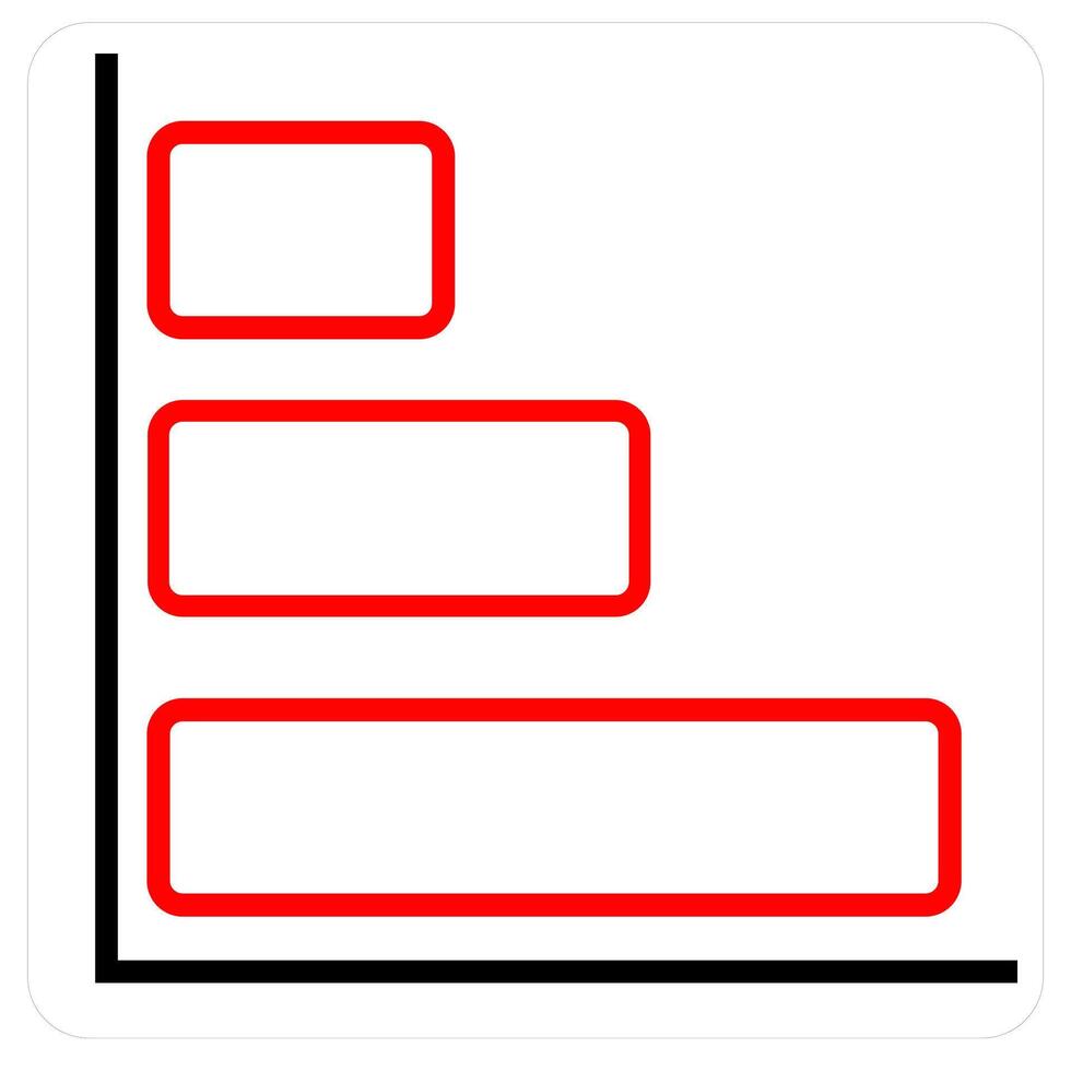 Horizontal Chart and diagram icon concept in red line color vector