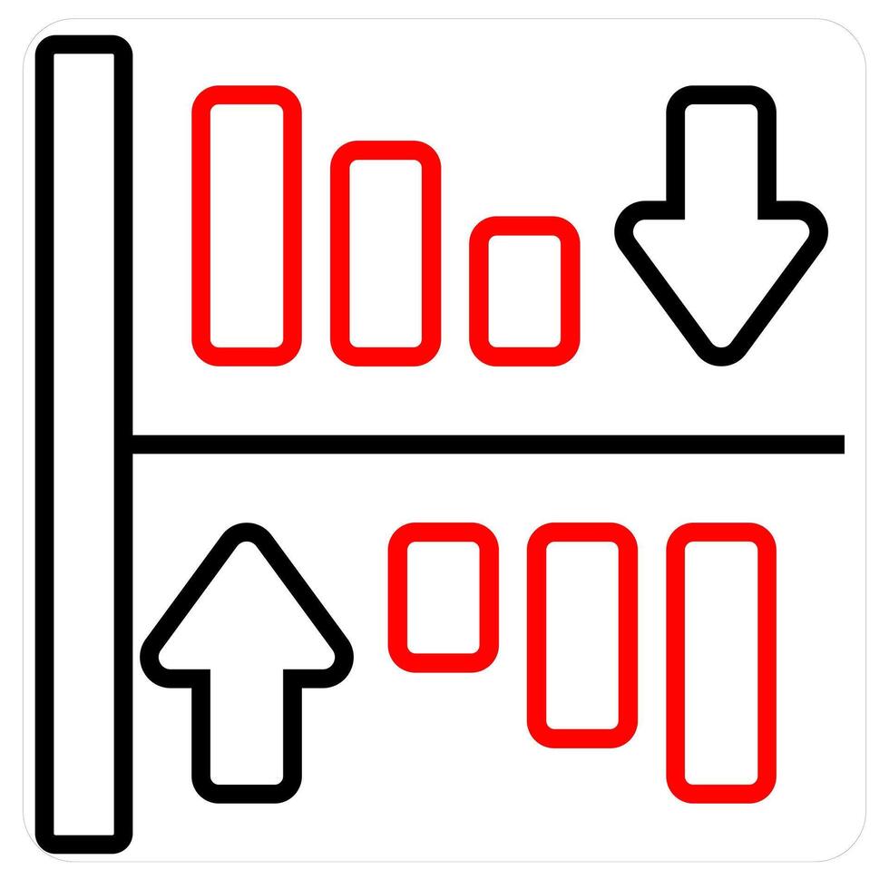 Graph Bar and diagram icon concept in red line color vector