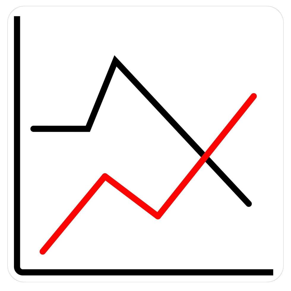 Sales Report and diagram icon concept in red line color vector