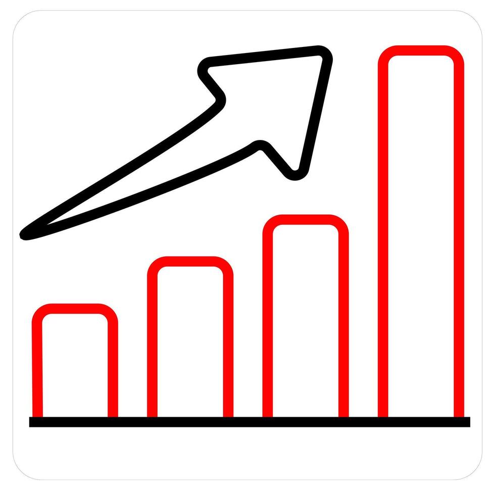 Graph Analysis and chart icon concept in red line color vector
