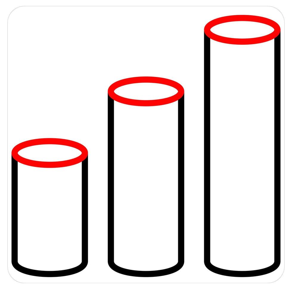Cylinder and statistics icon concept in red line color vector