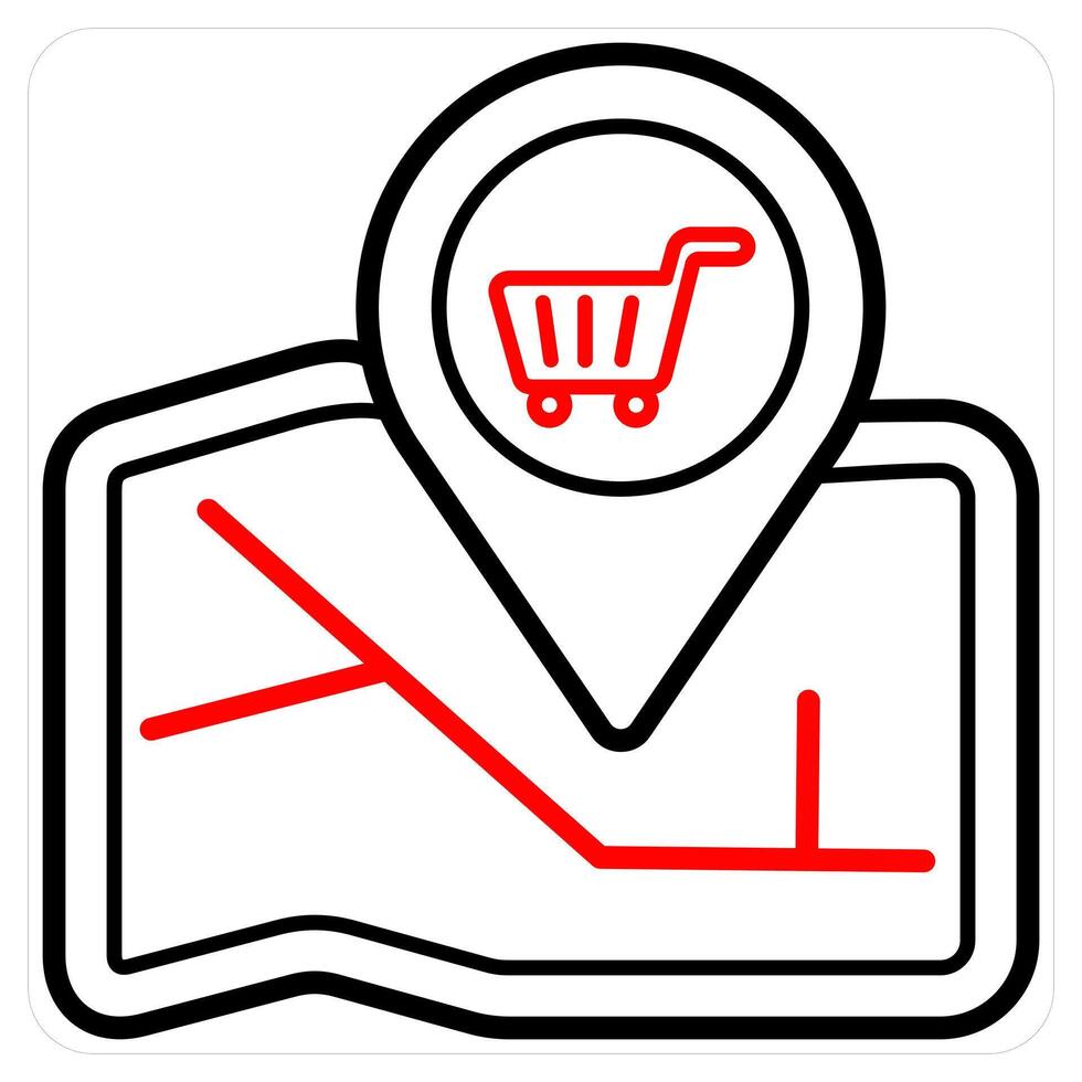 Store Location and location icon concept in red line color vector
