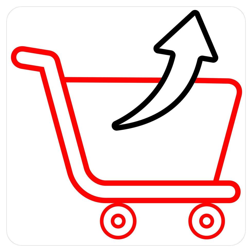 Cart and shopping cart icon concept in red line color vector