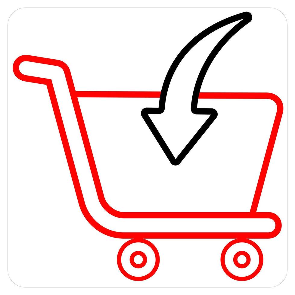 Cart and shopping cart concept in red line color vector