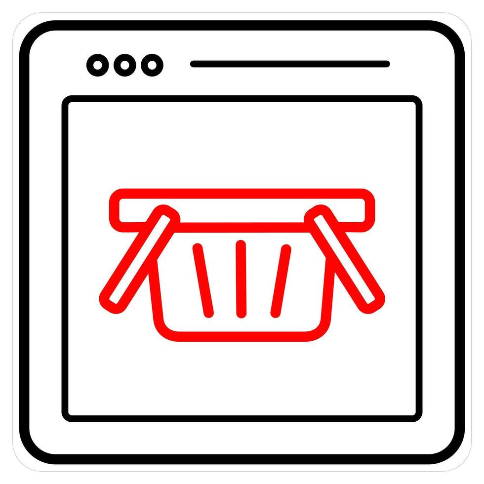 Online Cart and cart icon in red line color vector
