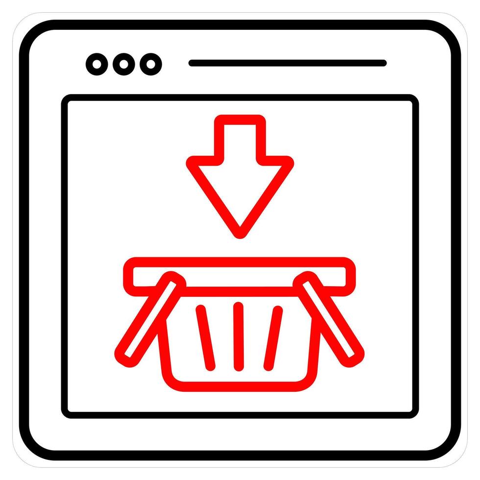 Ecommerce and shopping concept in red line color vector