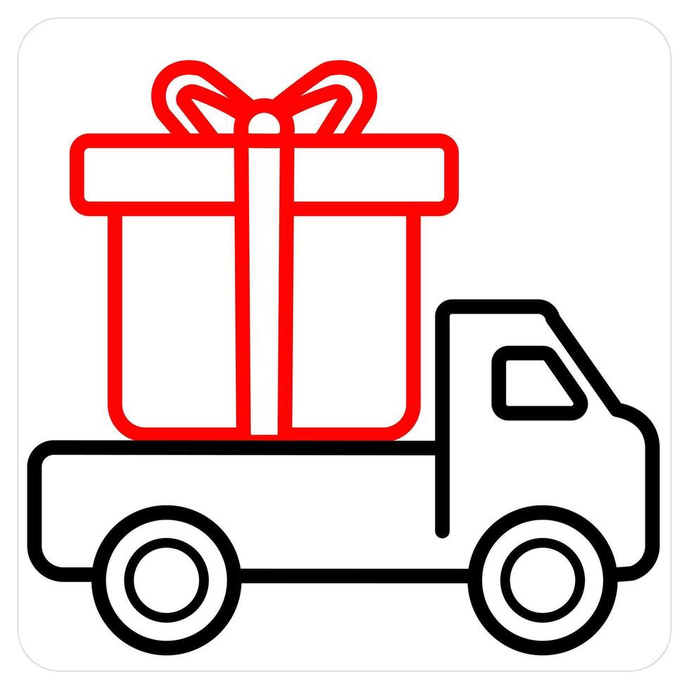 Truck Delivery and delivery concept in red line color vector