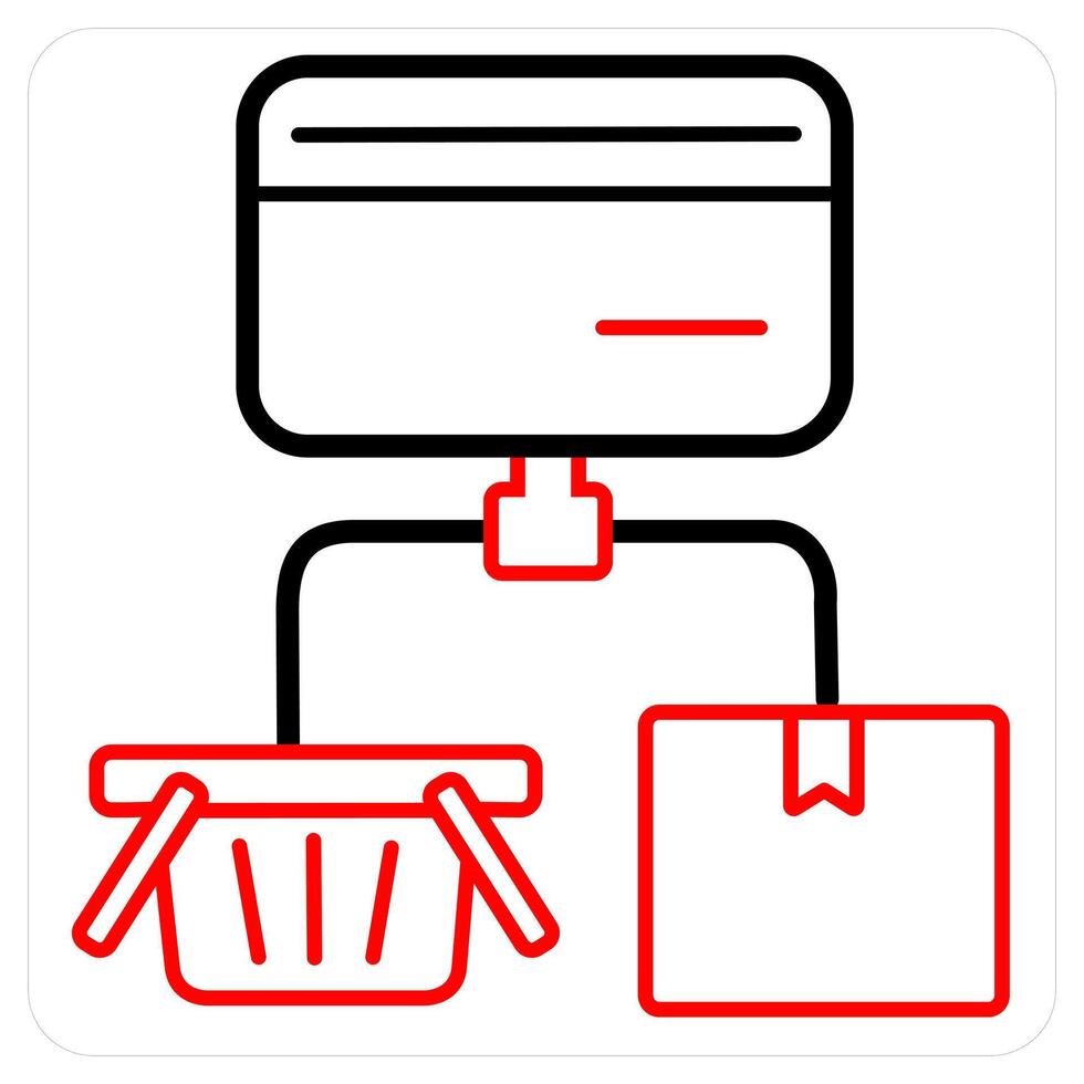 Cart Payment and checkout concept in red line color vector